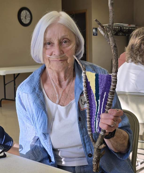 Contance with her weaving