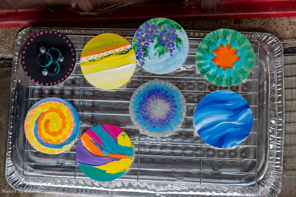 Painted Discs Drying